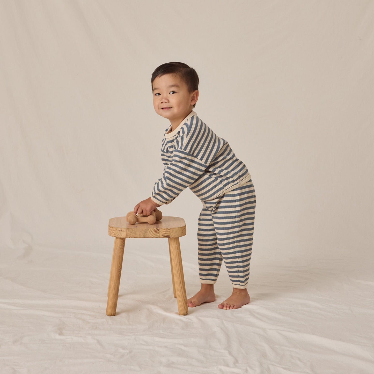 Ocean Stripe Waffle Slouch Set - Quincy Mae