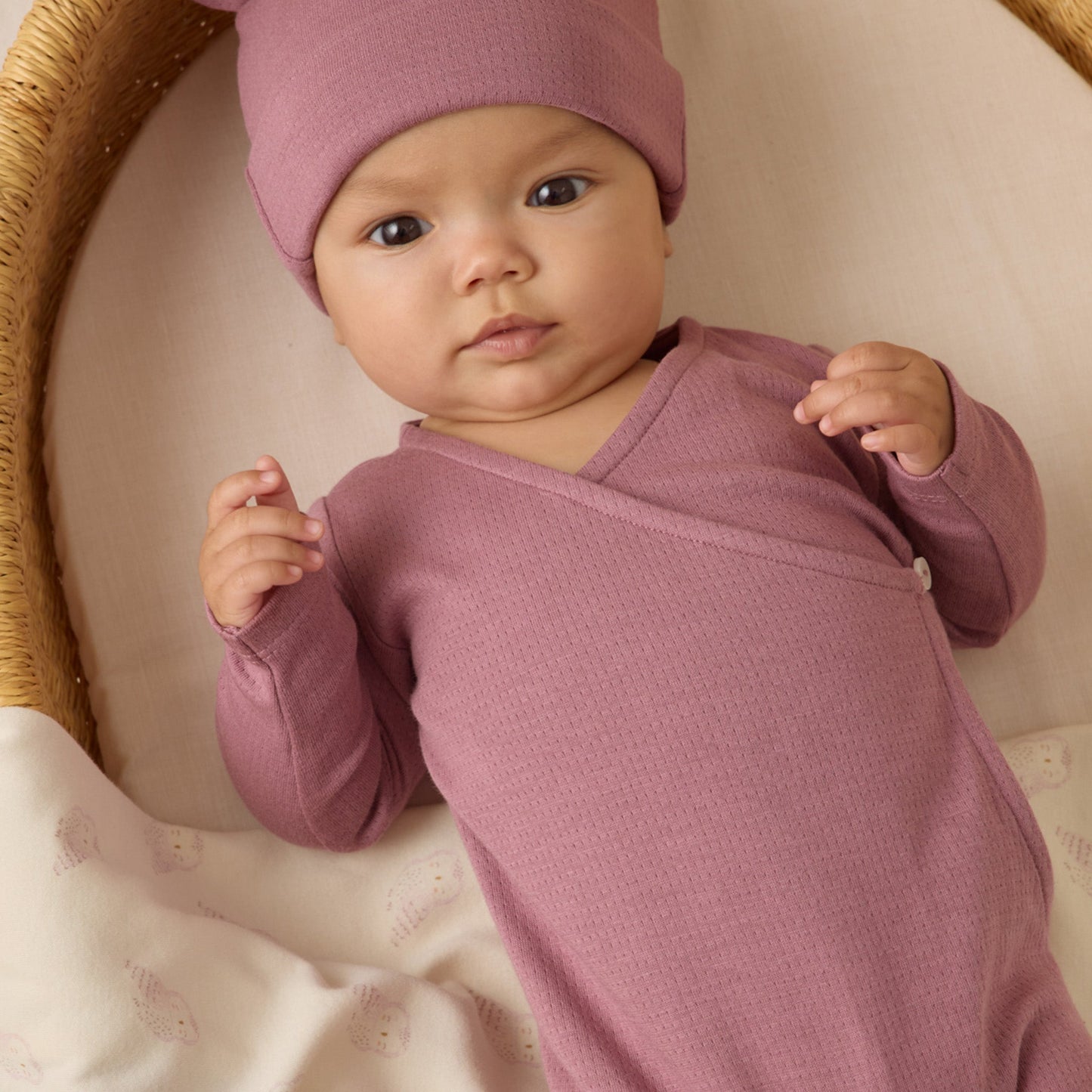Mulberry Pointelle Wrap Footie - Quincy Mae