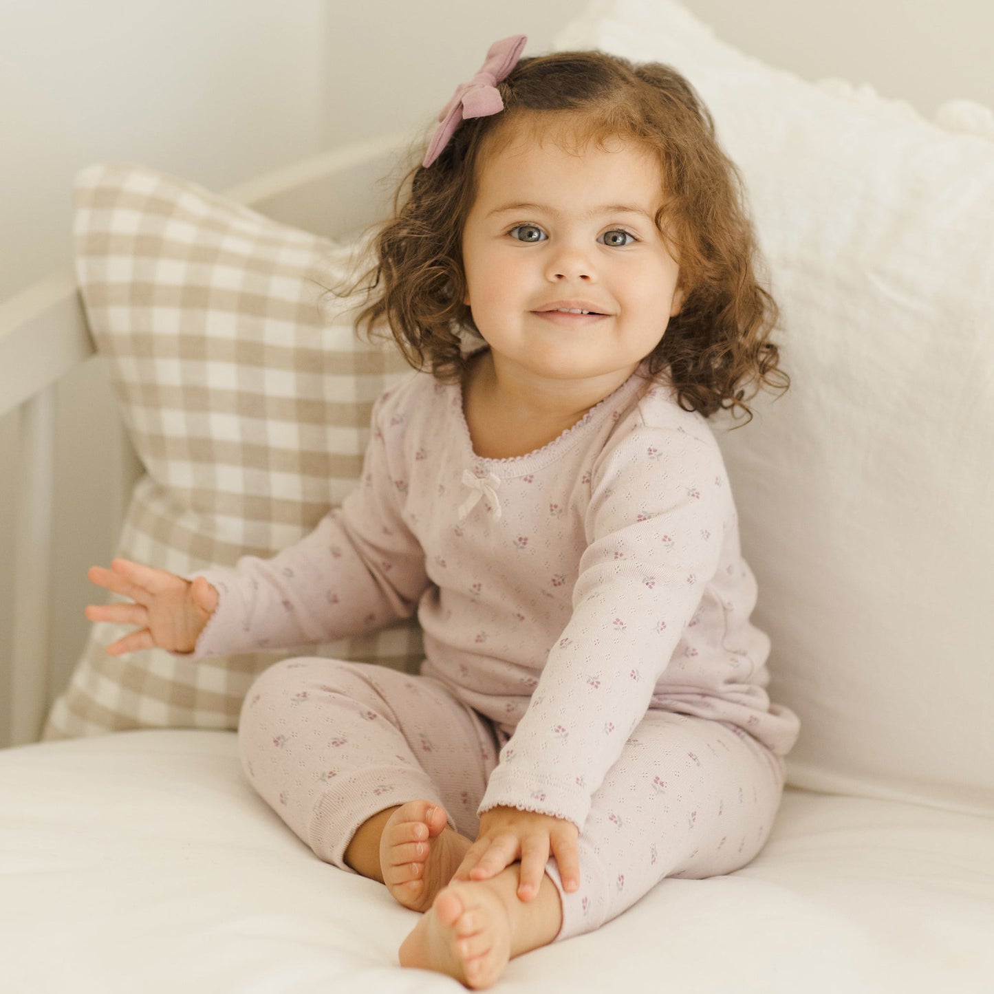 Lilac Ditsy Pointelle Top & Legging - Quincy Mae