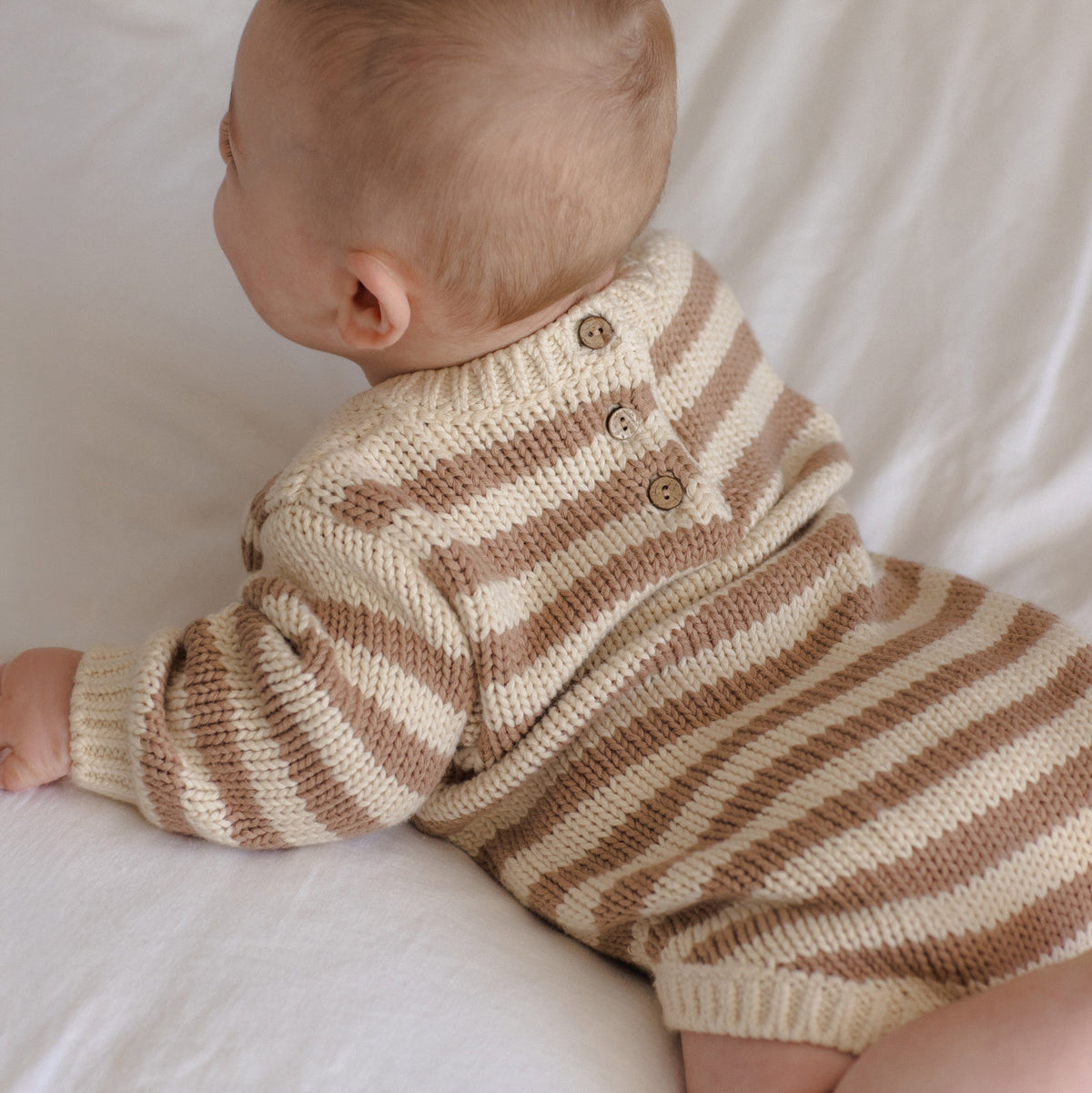 Almond Stripe Rex Romper - Quincy Mae