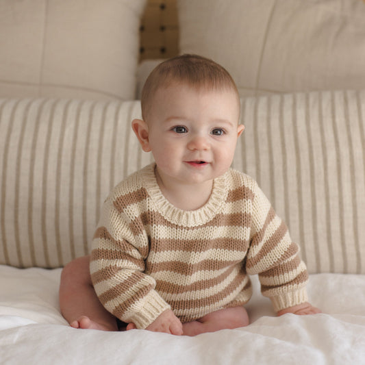 Almond Stripe Rex Romper - Quincy Mae