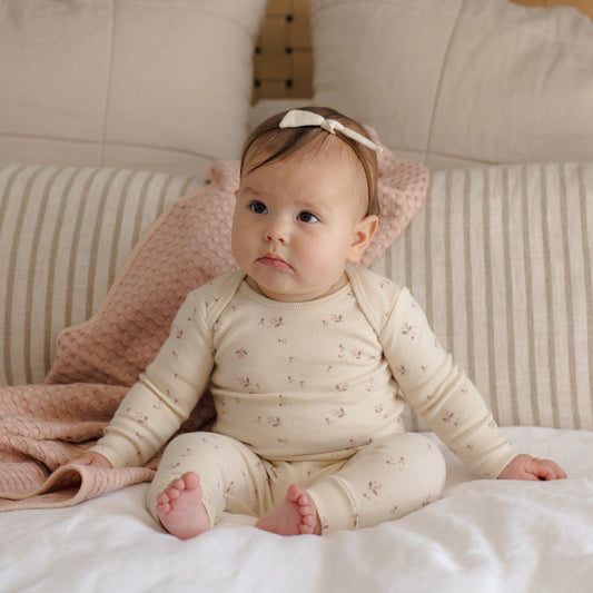 Fall Ditsy Ribbed Tee & Legging Set - Quincy Mae