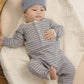 Slate Microstripe Ribbed Jumpsuit - Quincy Mae