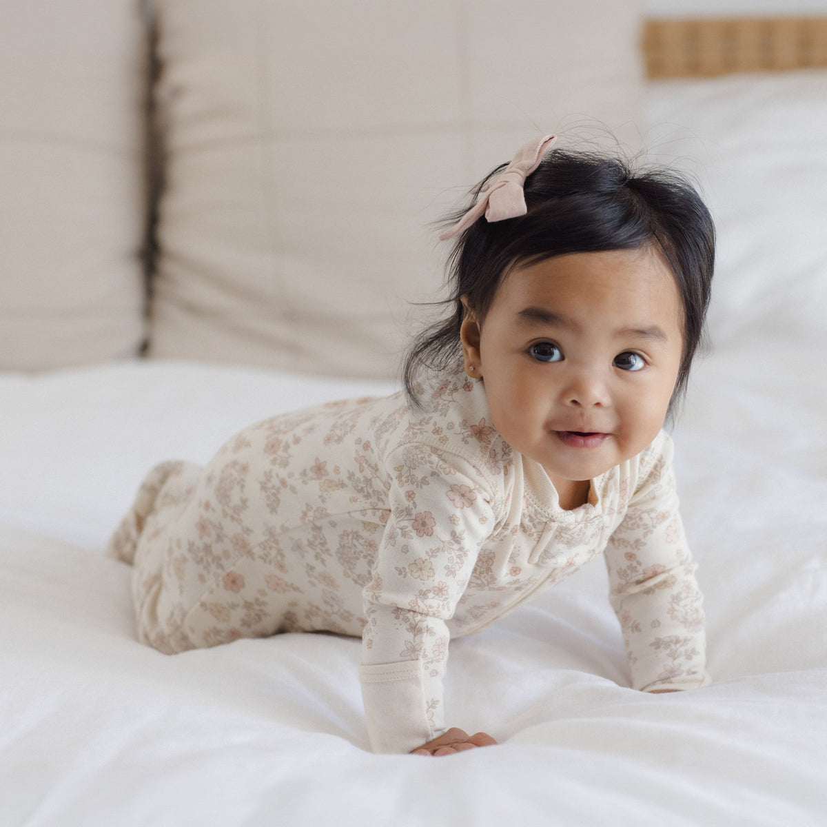 Floral Vine Zip Footie - Quincy Mae