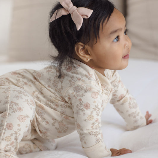 Floral Vine Zip Footie - Quincy Mae