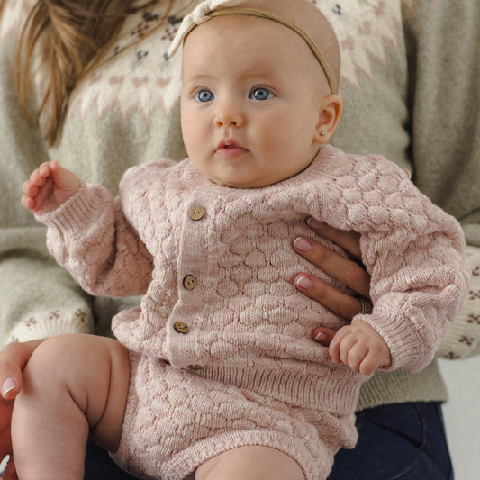 Dusty Rose Speckle Knit Bloomer - Quincy Mae