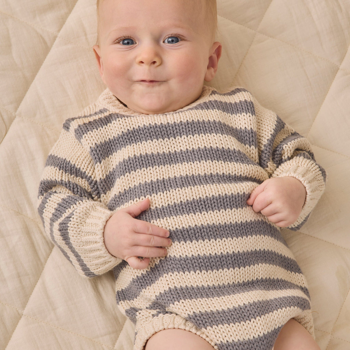 Slate Stripe Rex Romper - Quincy Mae