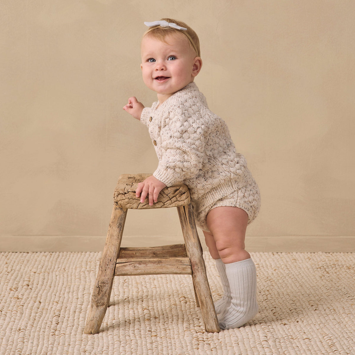 Natural Confetti Bubble Knit Cardigan- Quincy Mae