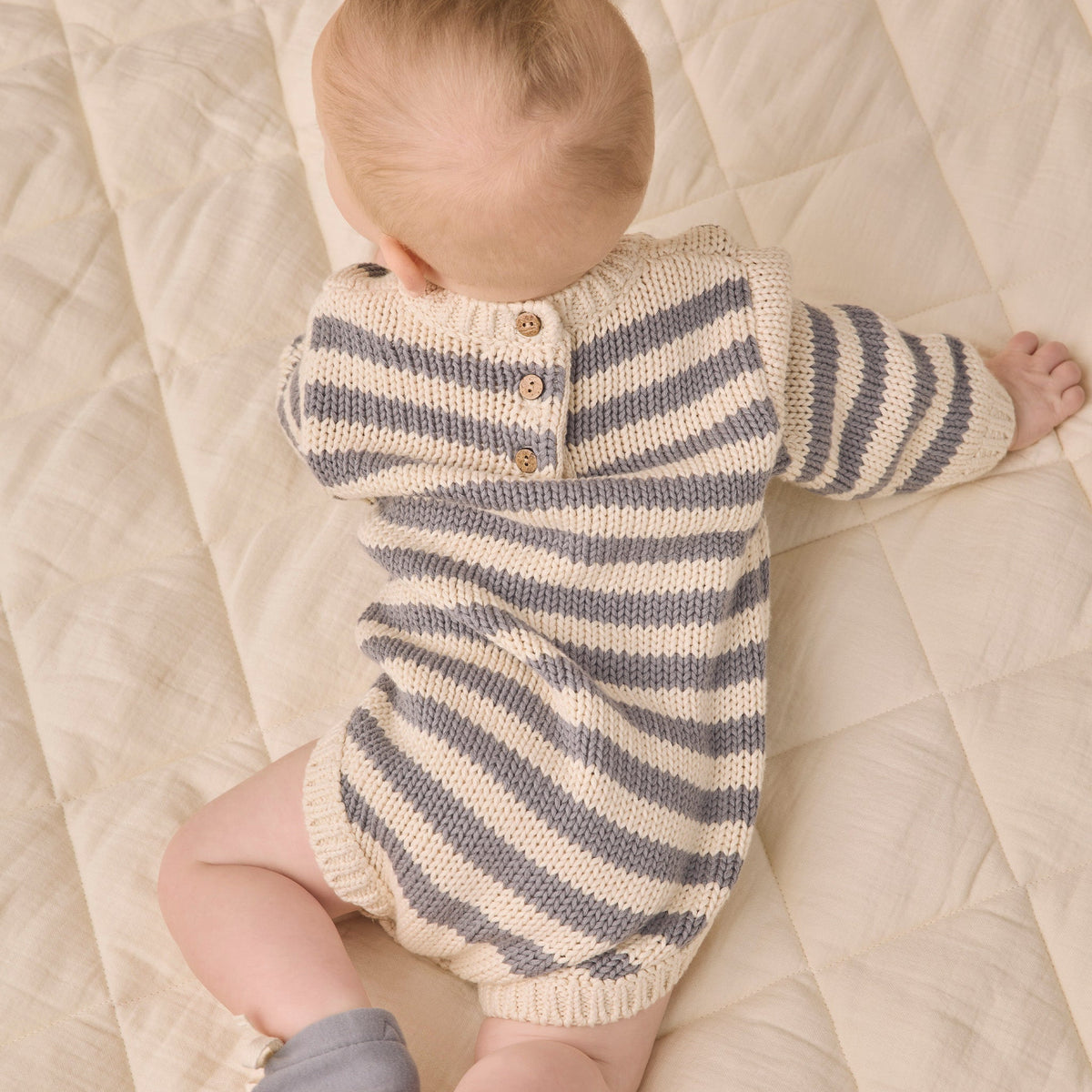 Slate Stripe Rex Romper - Quincy Mae