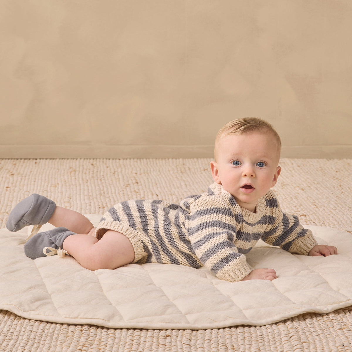 Slate Stripe Rex Romper - Quincy Mae