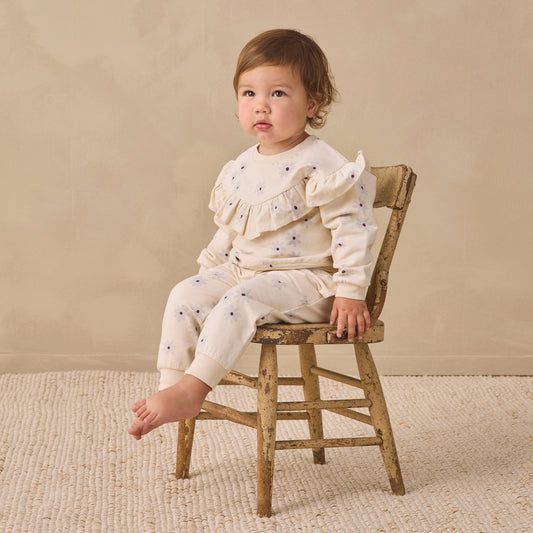 Blue Daisy Ruffle Fleece Sweatshirt - Quincy Mae