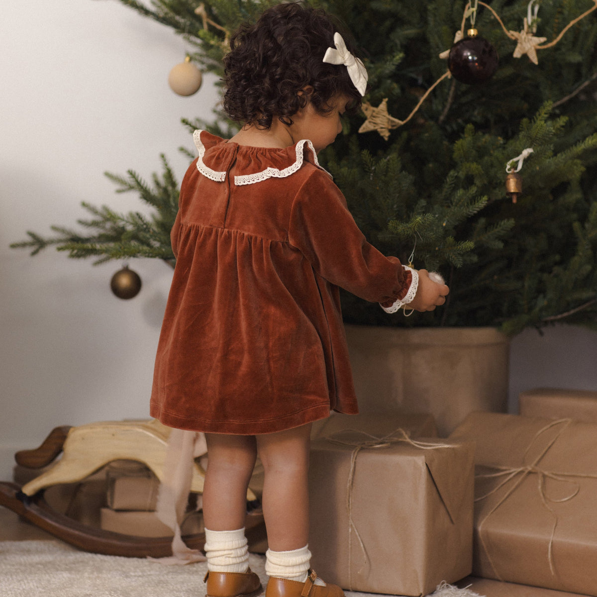 Redwood Velour Dress - Quincy Mae