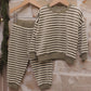 Spruce Stripe Velour Sweatshirt - Quincy Mae