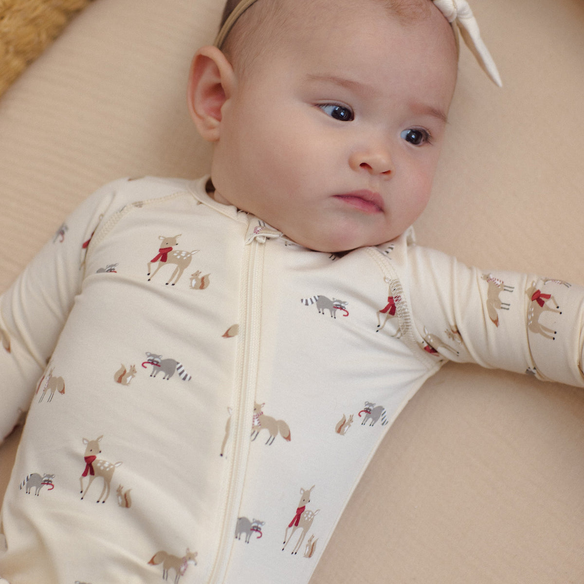 Forest Friends Bamboo Zip Footie - Quincy Mae