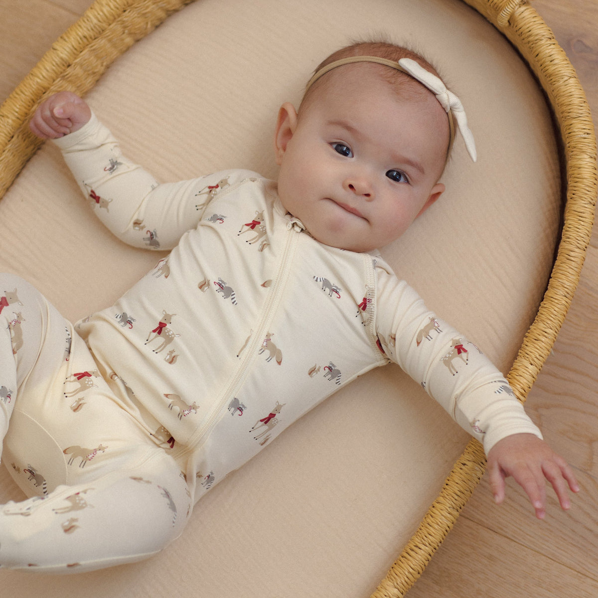 Forest Friends Bamboo Zip Footie - Quincy Mae