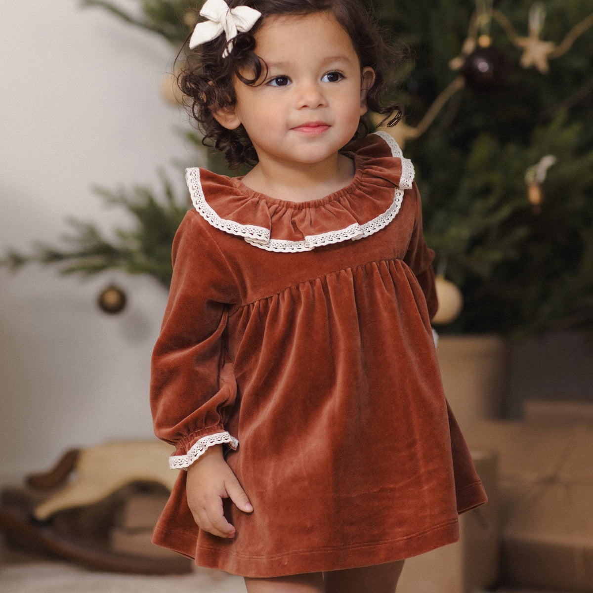Redwood Velour Dress - Quincy Mae