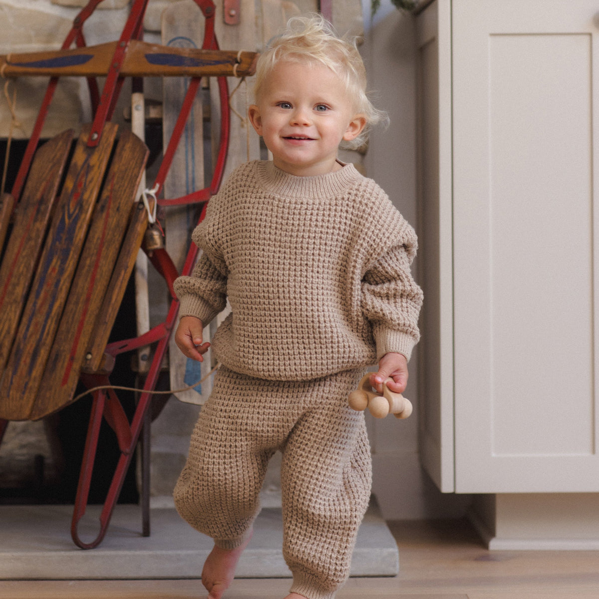 Heathered Latte Chunky Knit Sweater - Quincy Mae