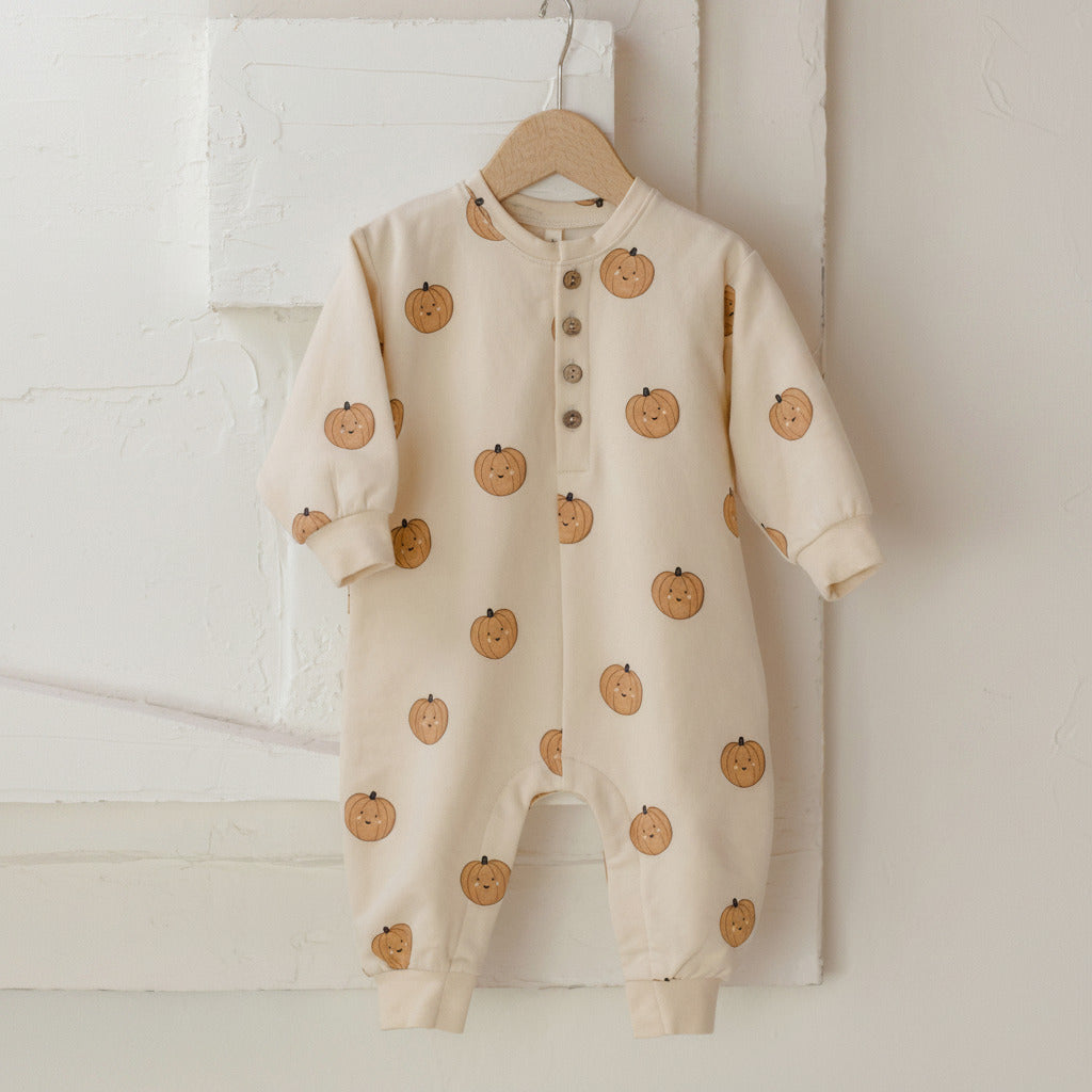 Pumpkin Fleece Jumpsuit - Quincy Mae