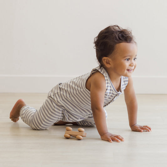 Blue Stripe Sleeveless Jumpsuit - Quincy Mae