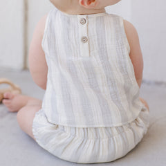 Sky Stripe Woven Tank + Short Set - Quincy Mae