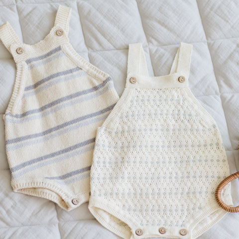 Blue Stripe Tatum Romper - Quincy Mae