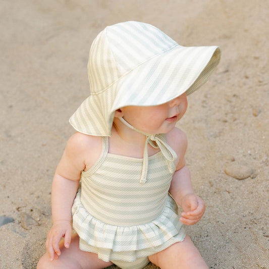 Mint Stripe Sun Hat - Quincy Mae