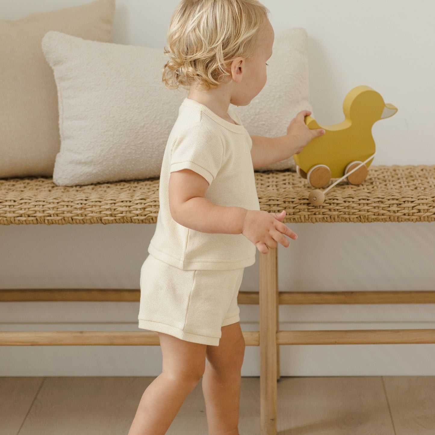 Natural Waffle Shortie Set - Quincy Mae