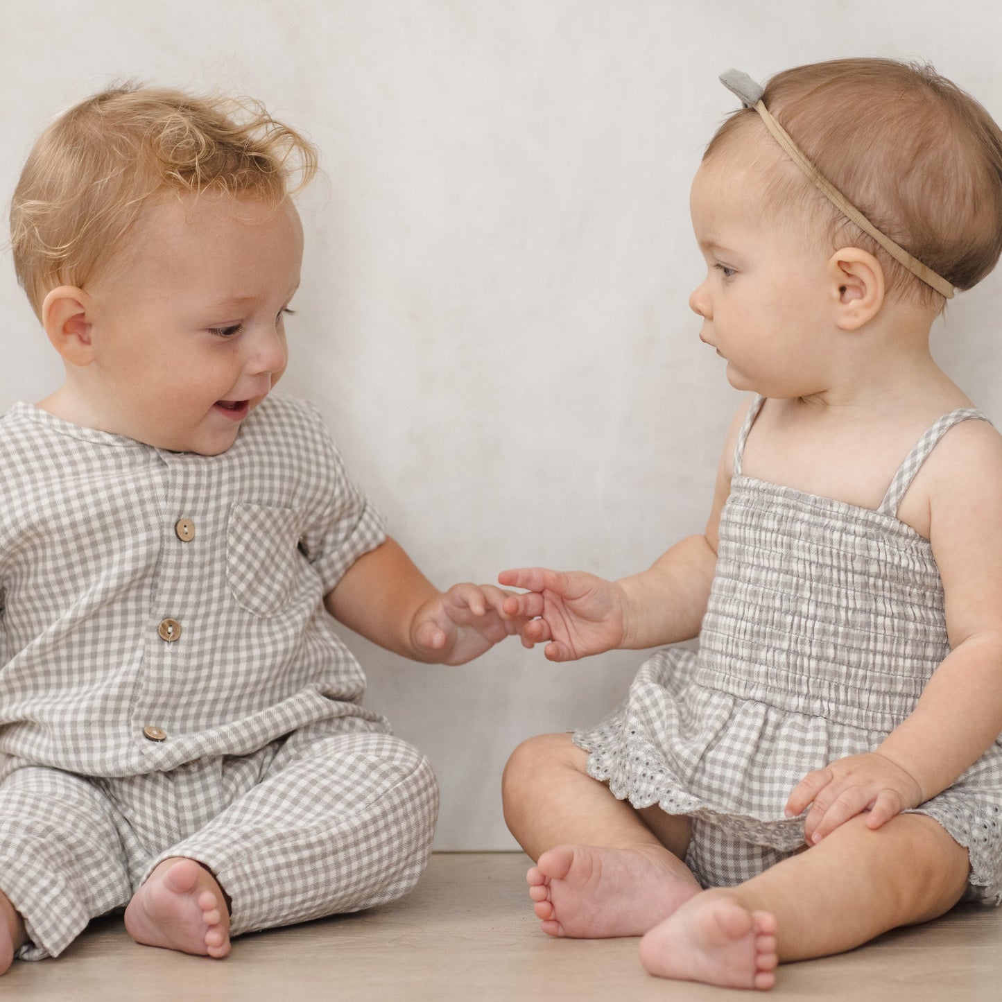 Sage Gingham Smocked Skirted Romper - Quincy Mae