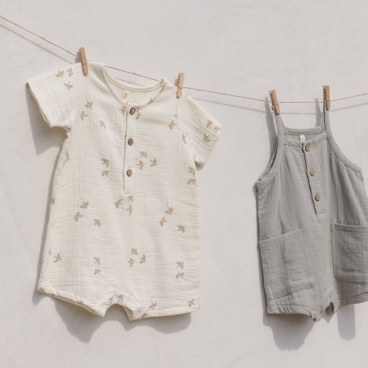 Birds Woven Romper - Quincy Mae