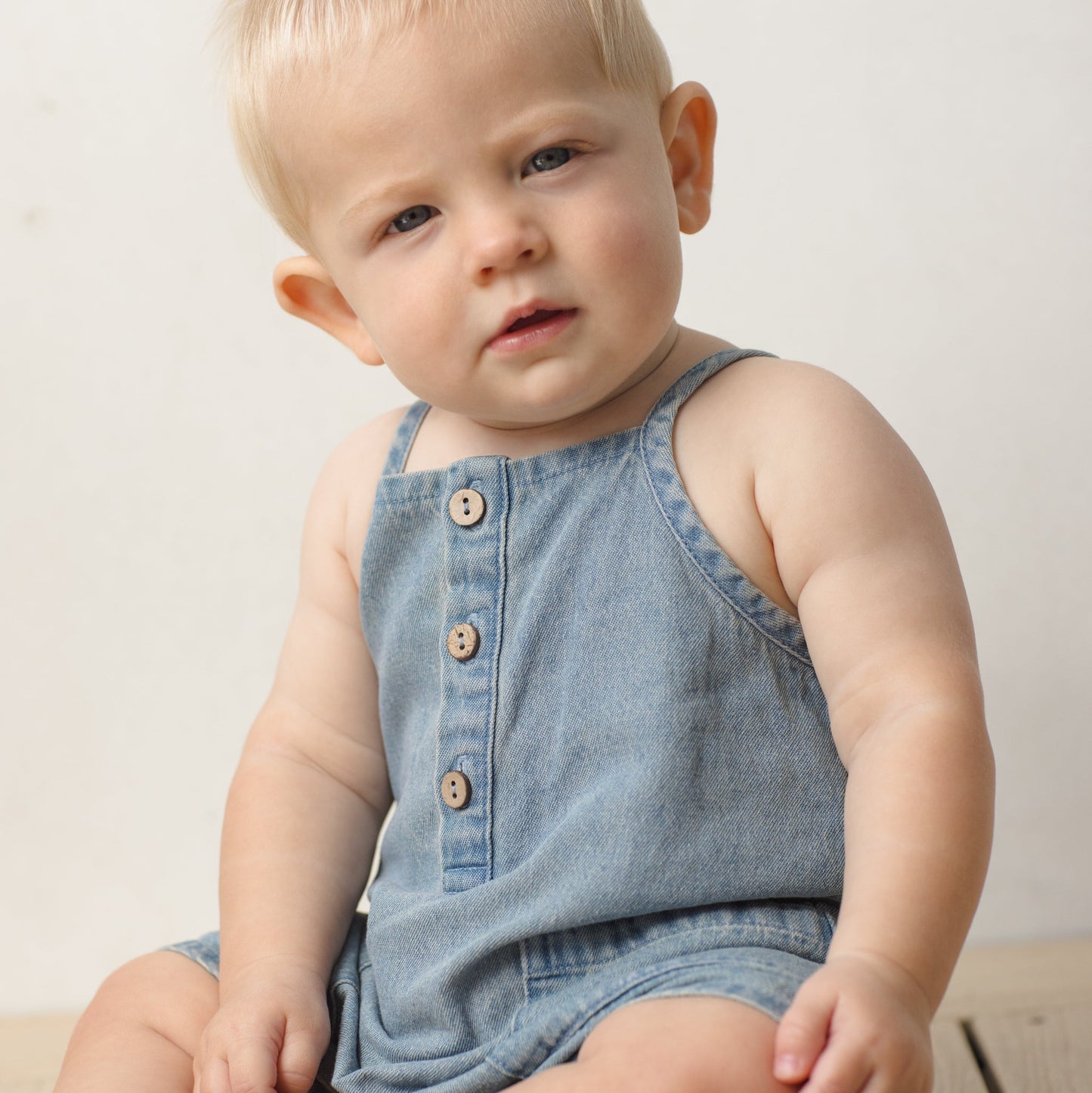 Chambray Oakley Romper - Quincy Mae