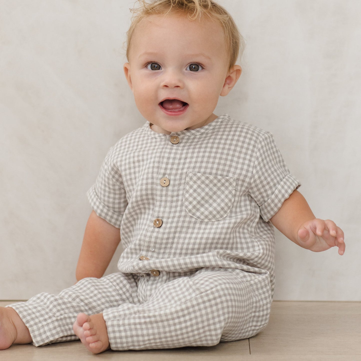 Sage Gingham Charlie Jumpsuit - Quincy Mae
