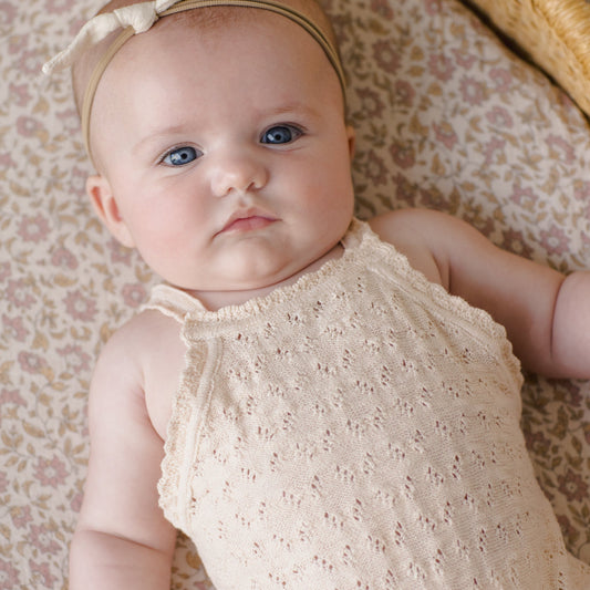 Ecru Annie Knit Romper - Quincy Mae