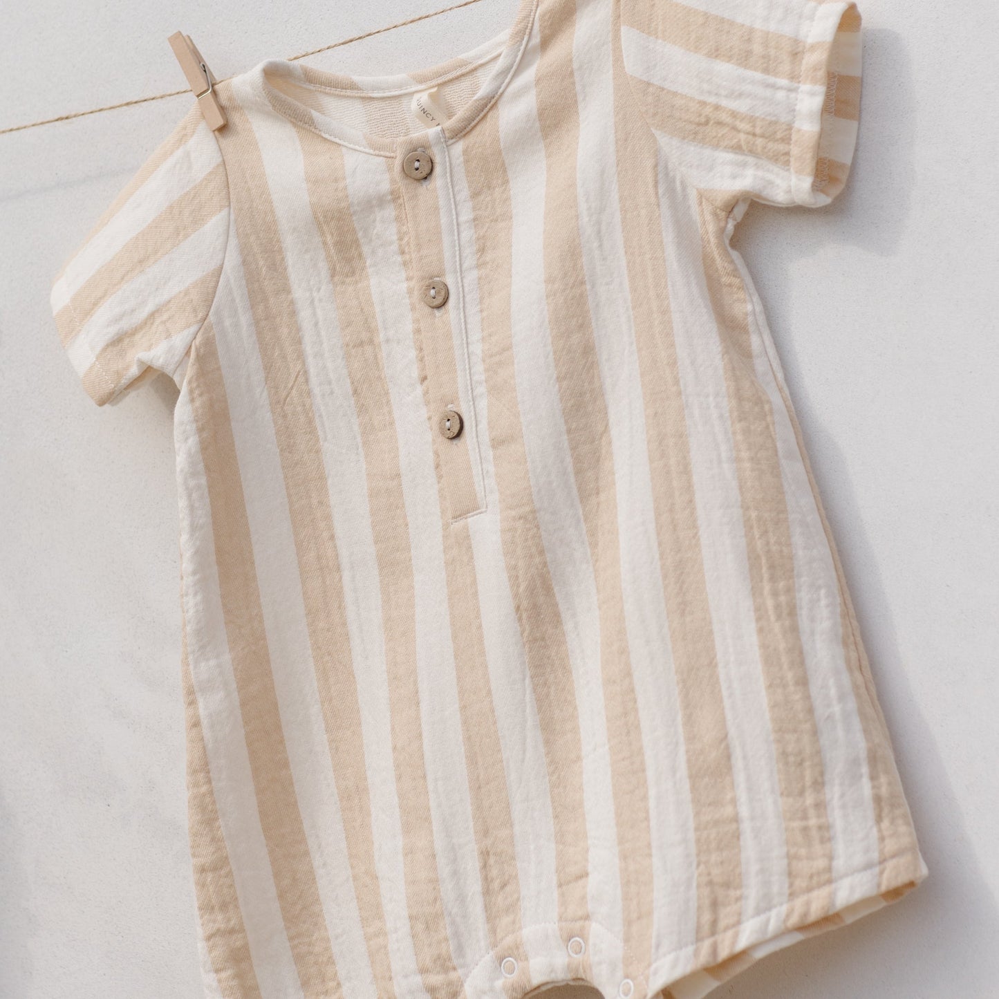 Summer Stripe Woven Romper - Quincy Mae