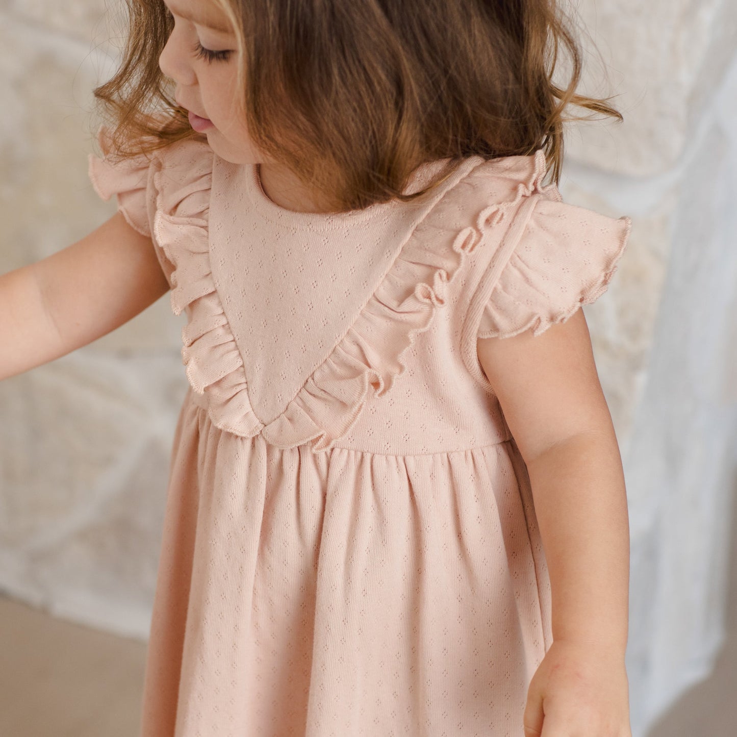 Melon Sleeveless Ruffle V Dress - Quincy Mae