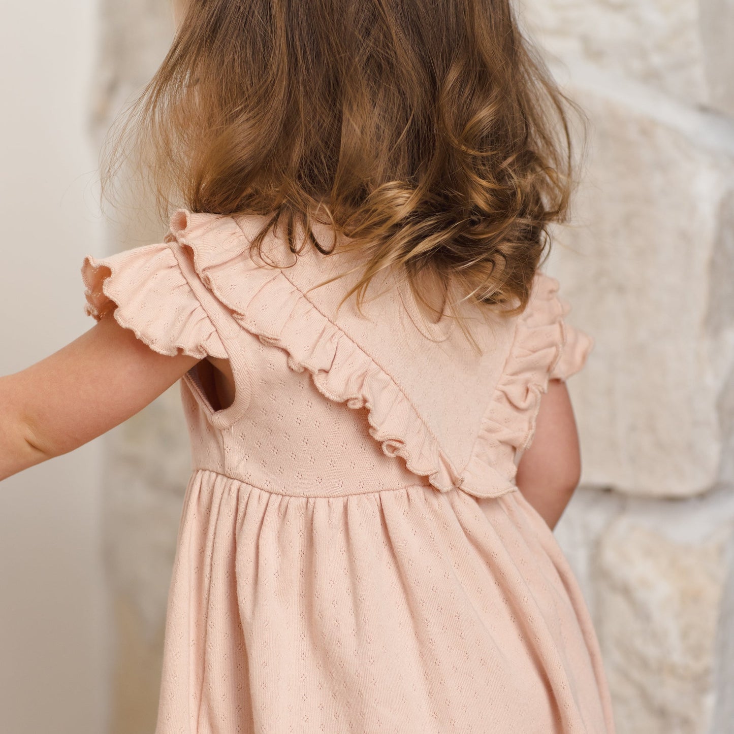 Melon Sleeveless Ruffle V Dress - Quincy Mae