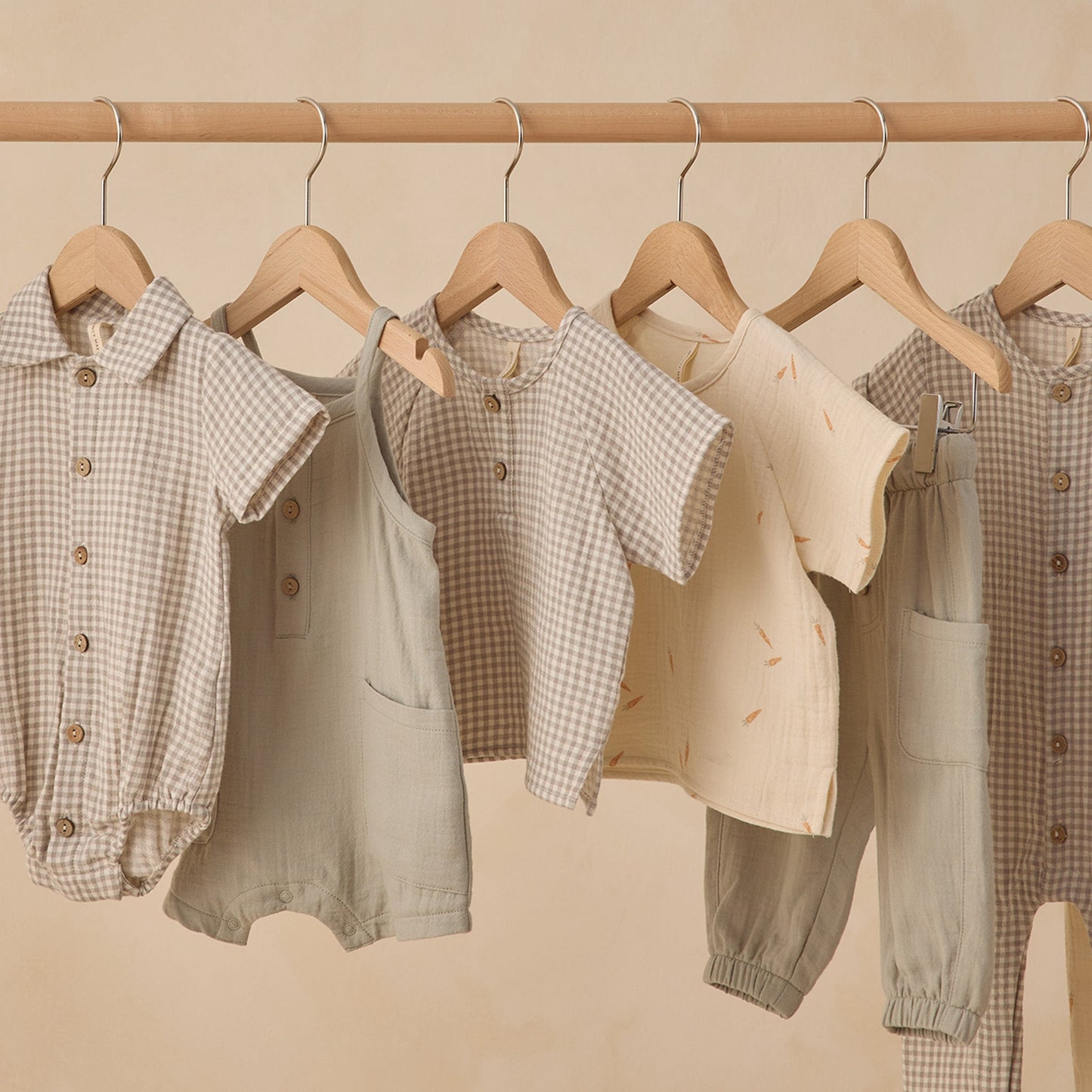 Sage Gingham Matteo Romper - Quincy Mae