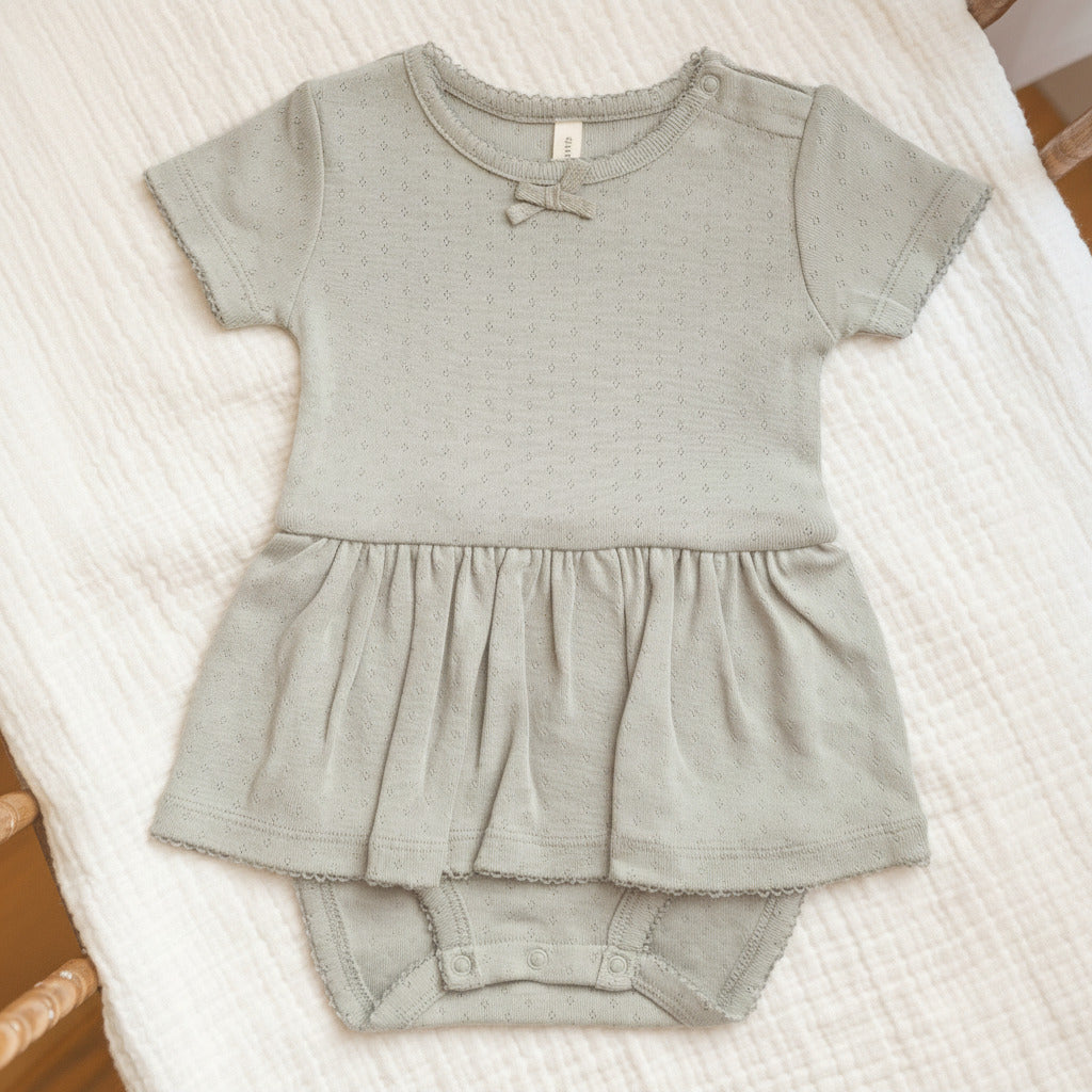 Sage Pointelle Skirted Bodysuit - Quincy Mae