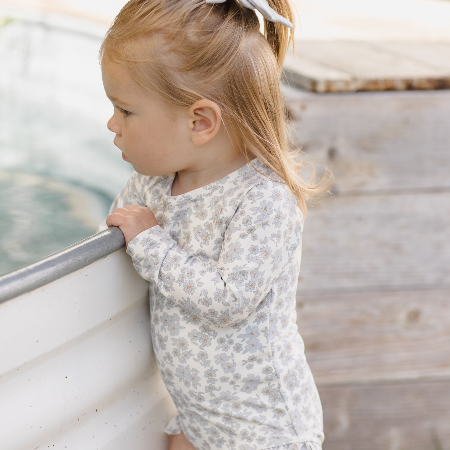 Blue Floral Olivia Rashguard - Quincy Mae