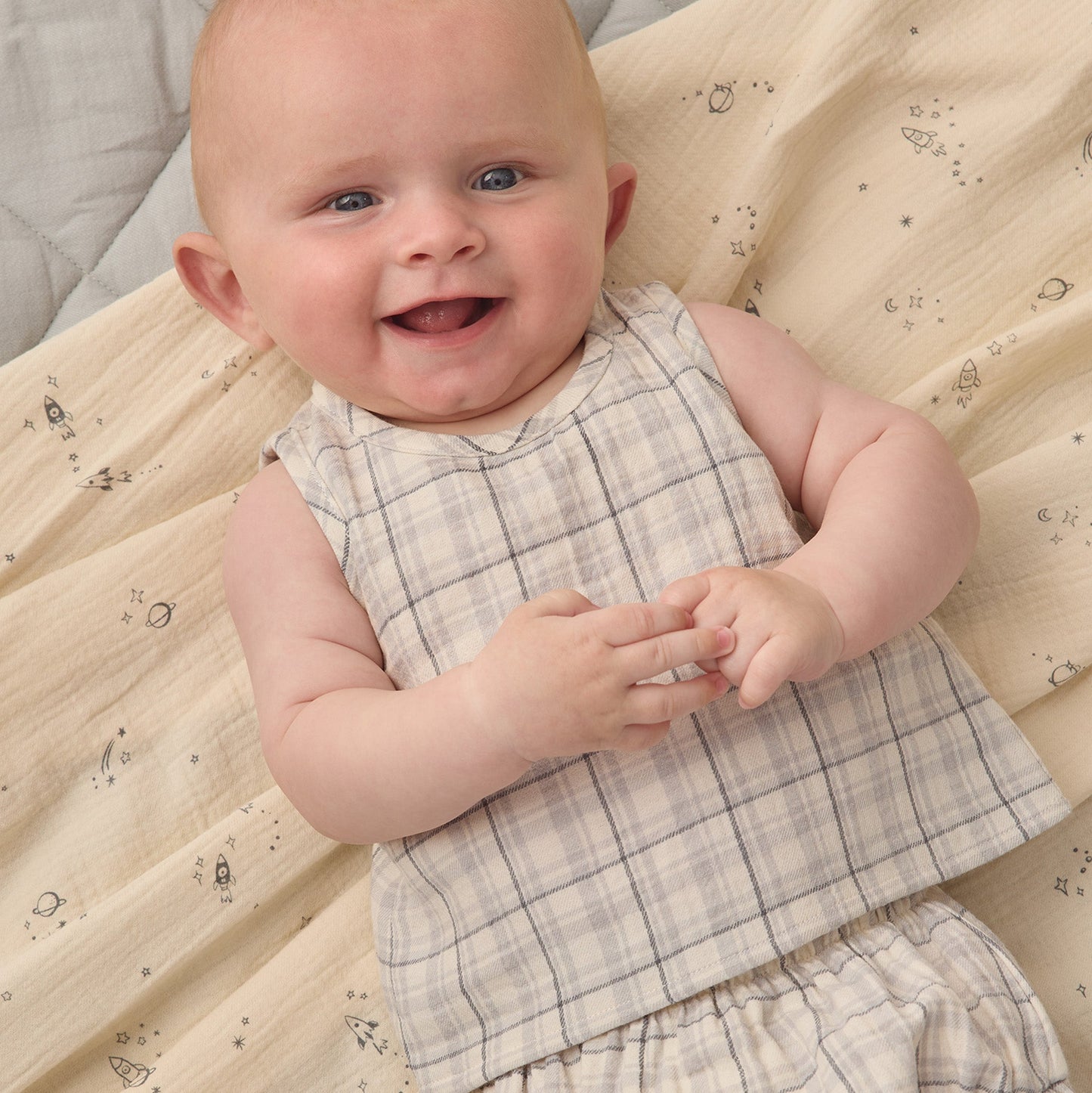 Blue Plaid Woven Tank + Short Set - Quincy Mae