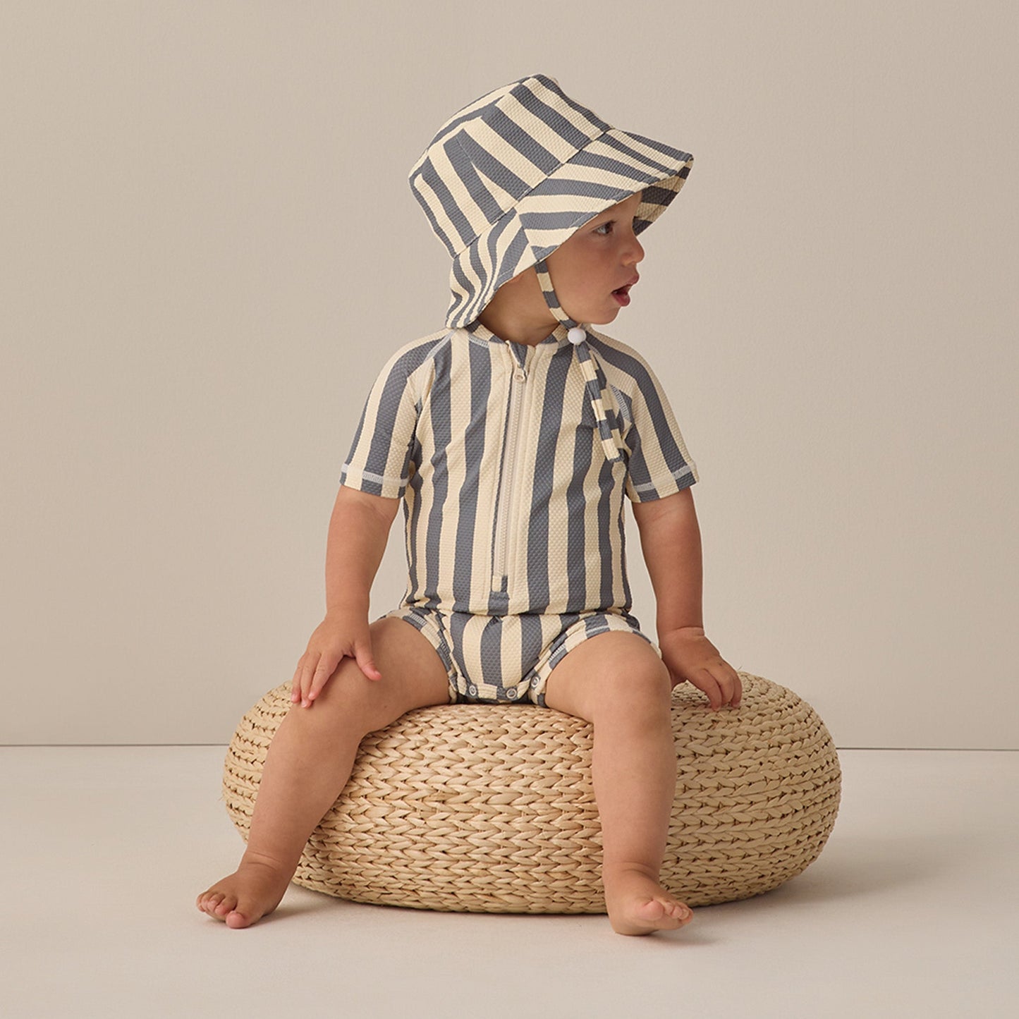 Ocean Retro Stripe Zip Rashguard - Quincy Mae