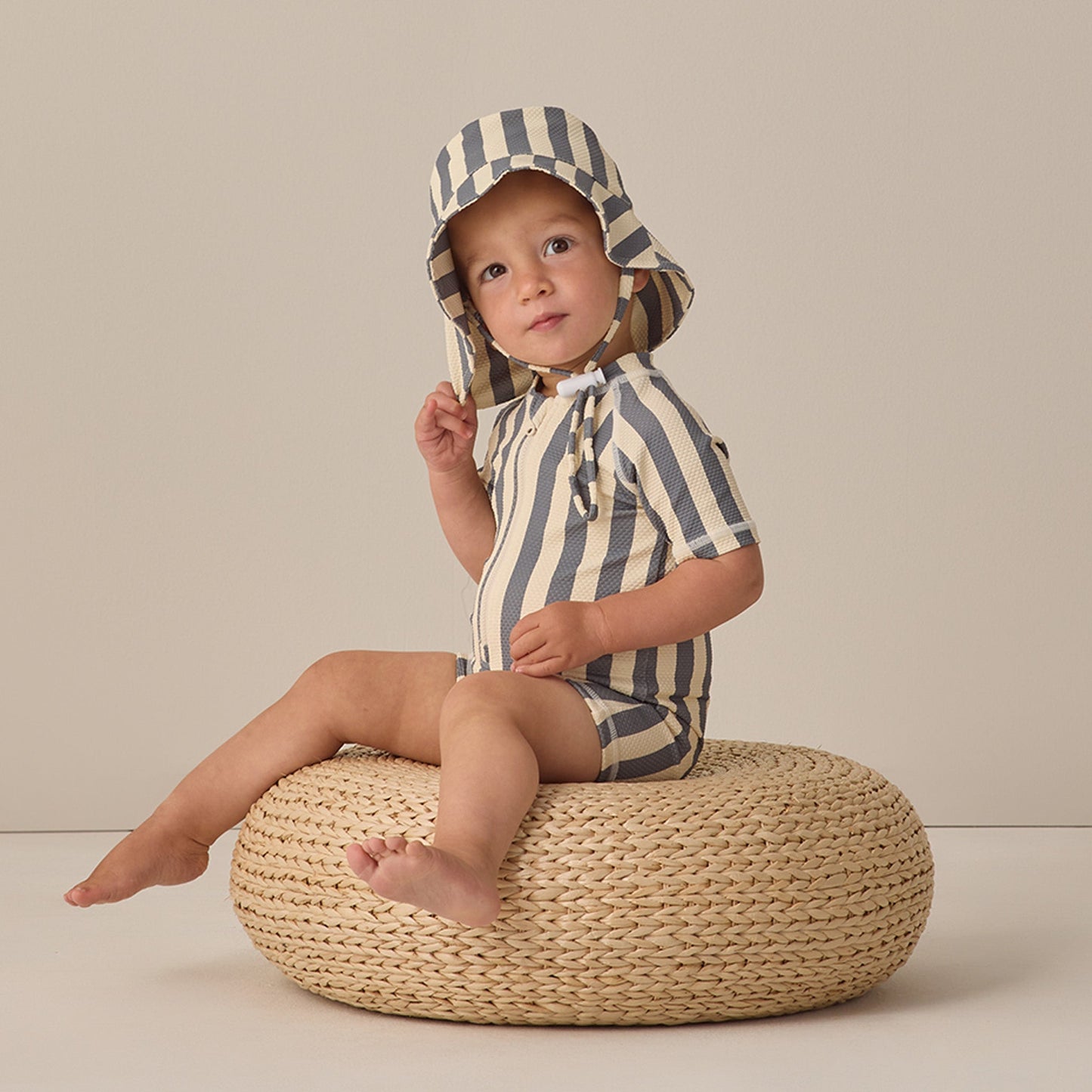 Ocean Retro Stripe Zip Rashguard - Quincy Mae