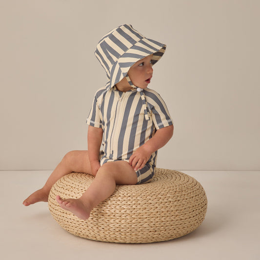 Ocean Retro Stripe Zip Rashguard - Quincy Mae