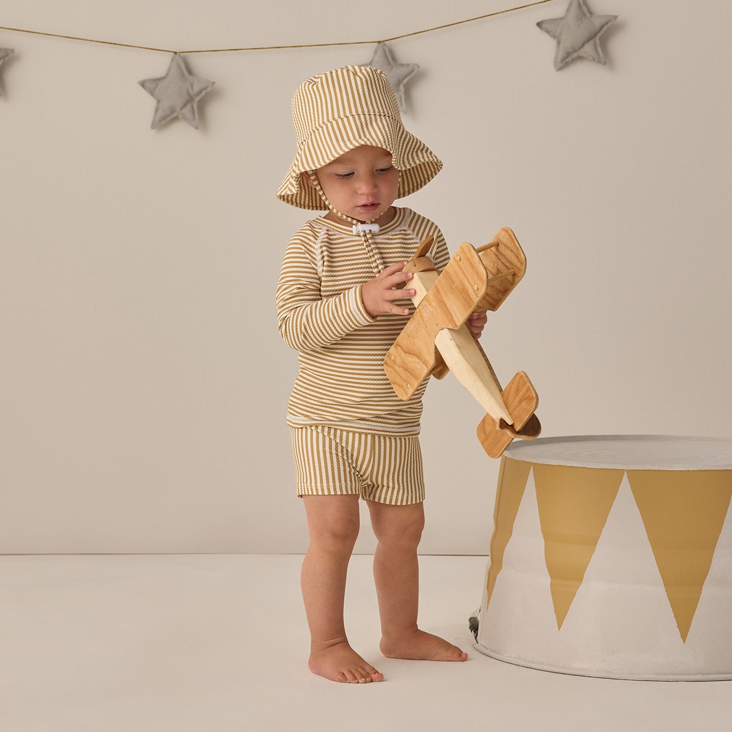 Honey Small Stripe Finn Rashguard + Short Set - Quincy Mae