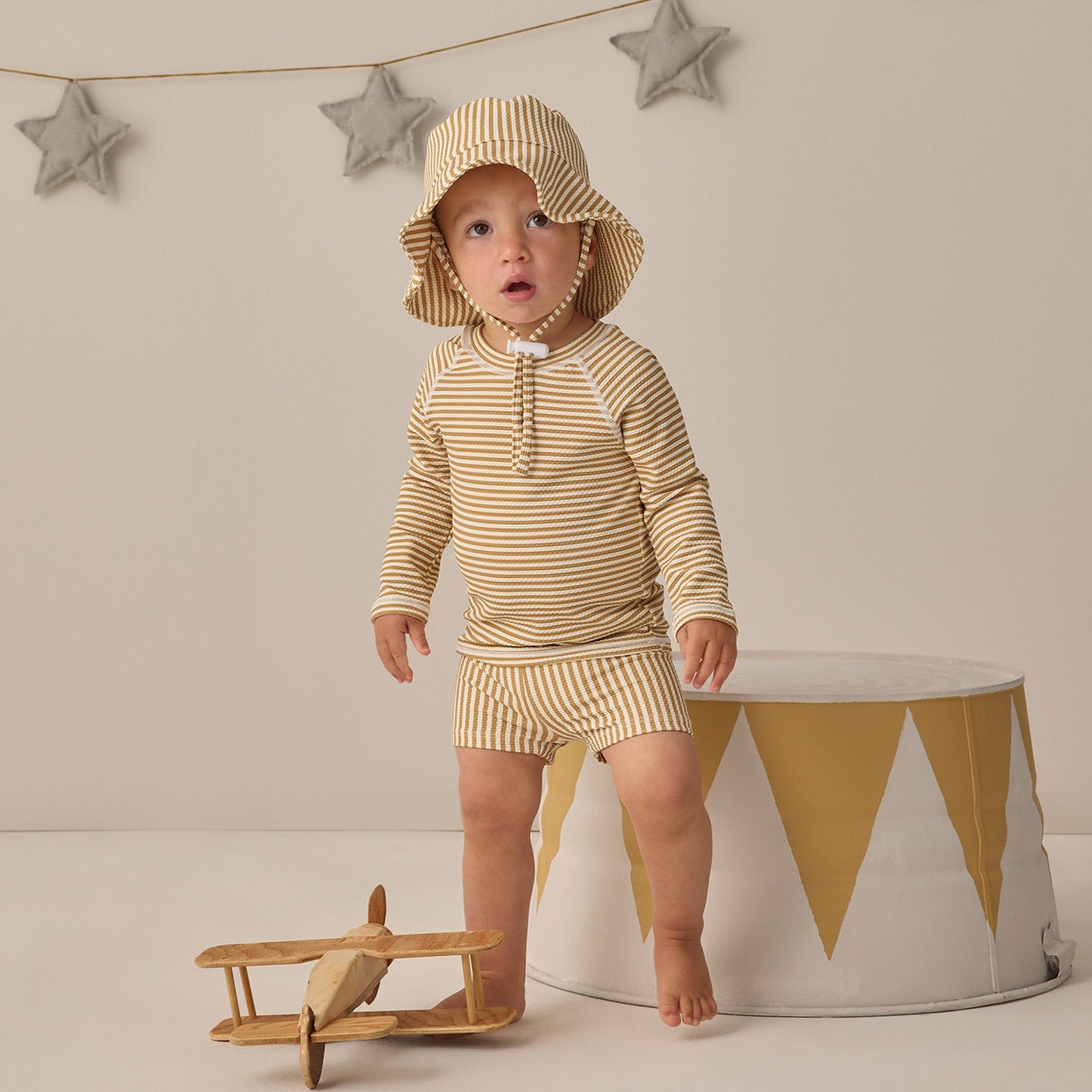 Honey Small Stripe Finn Rashguard + Short Set - Quincy Mae