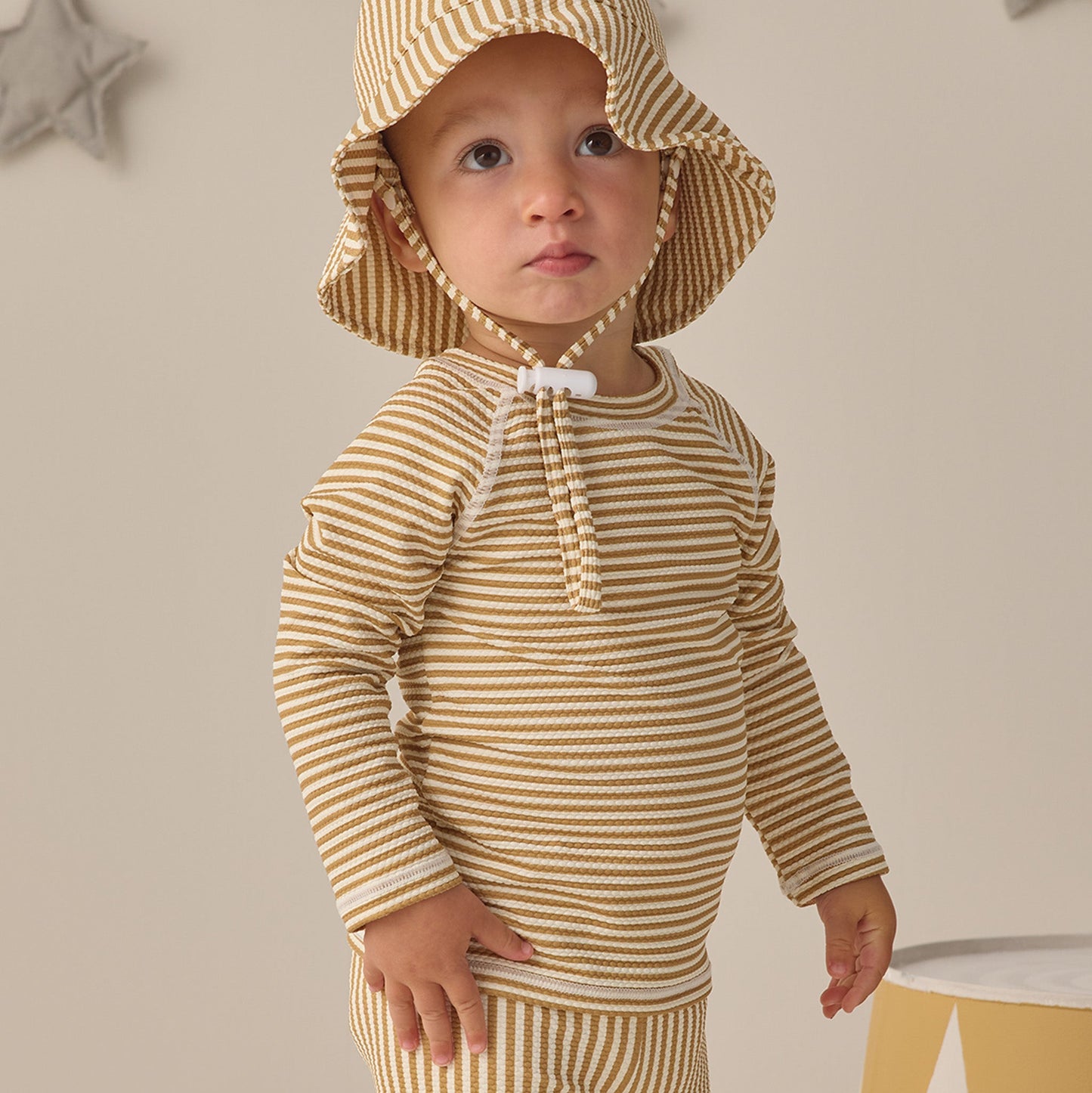 Honey Small Stripe Finn Rashguard + Short Set - Quincy Mae