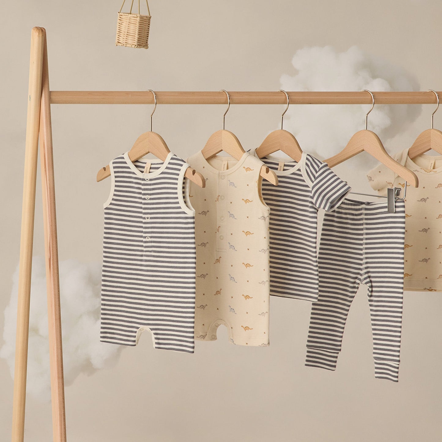 Dinos Ribbed Henley Romper - Quincy Mae