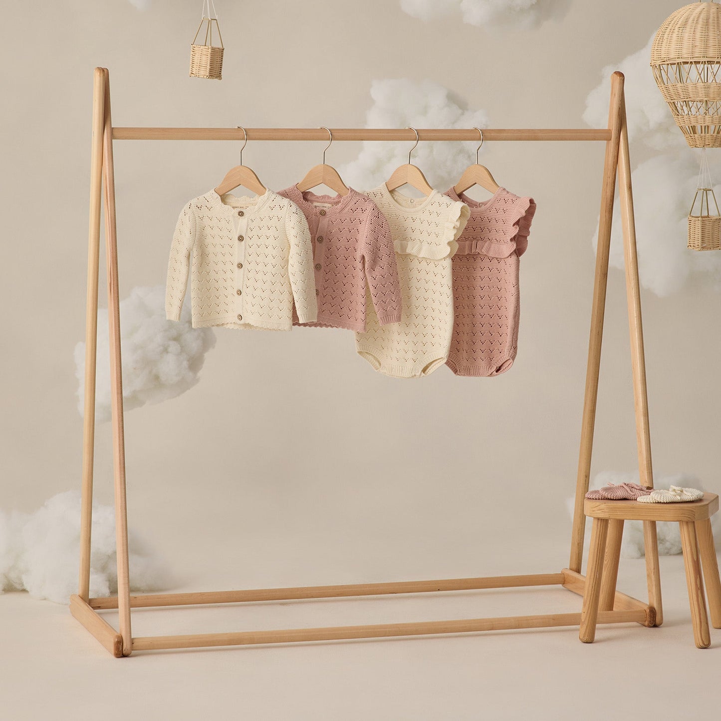 Natural Scalloped Cardigan - Quincy Mae