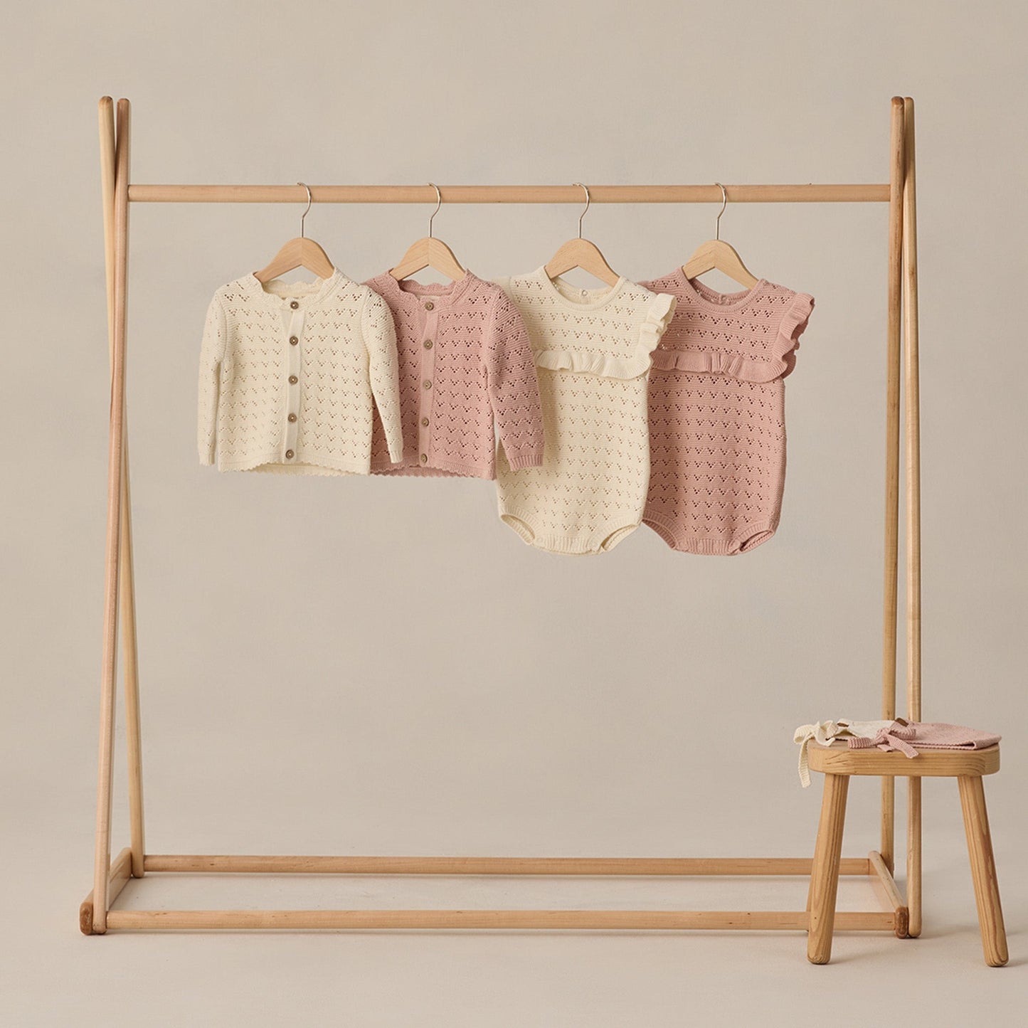 Natural Scalloped Cardigan - Quincy Mae