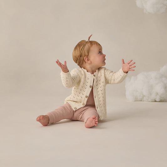Natural Scalloped Cardigan - Quincy Mae