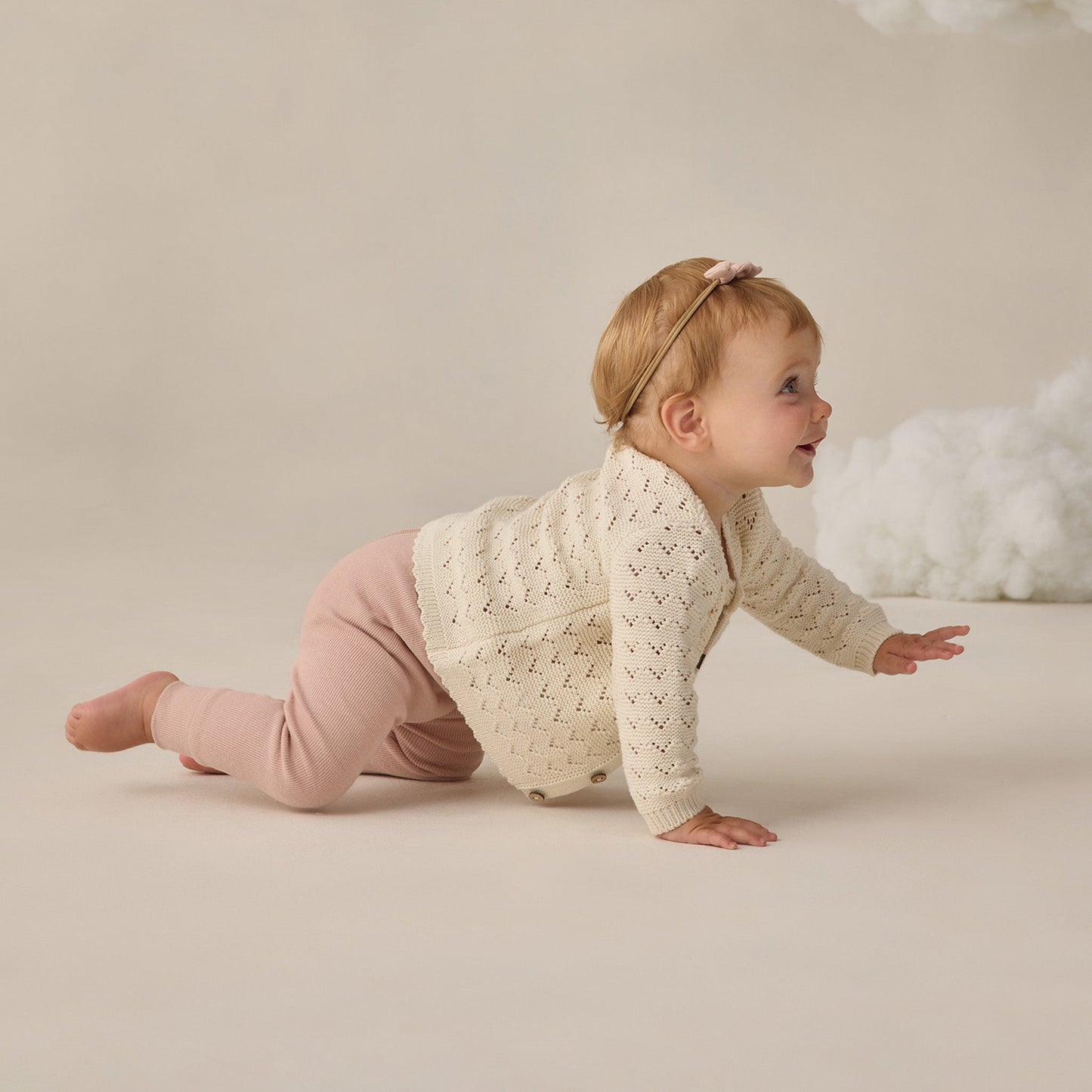 Natural Scalloped Cardigan - Quincy Mae